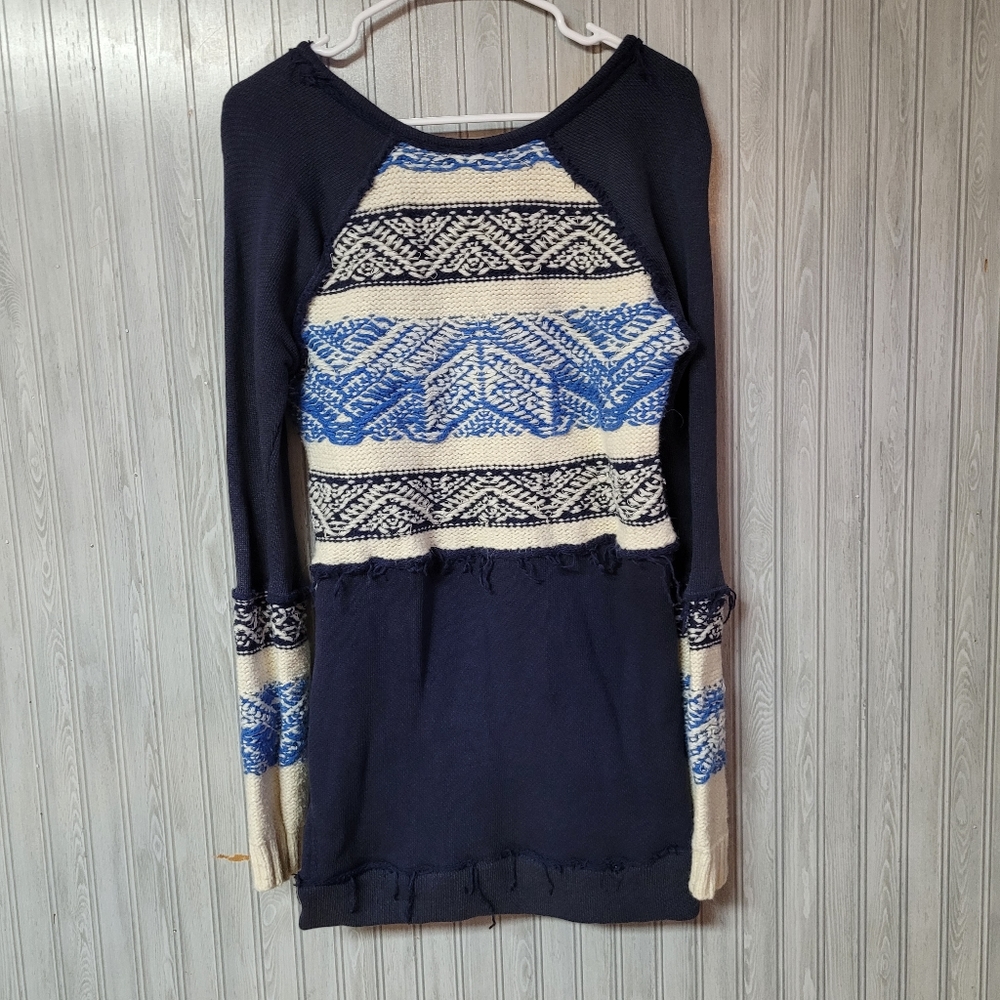 LAST CHANCE Free People Womens Snow Angel Indigo Blue Sweater Size XS